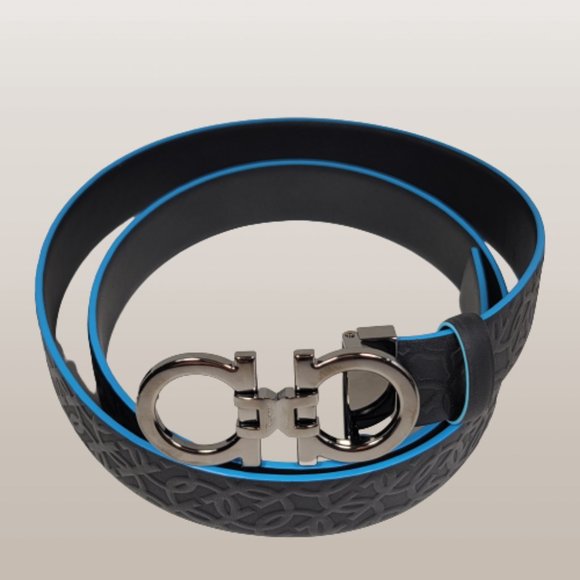 Ferragamo Embossed Two-Tone Gancini Belt - Picture 4 of 7